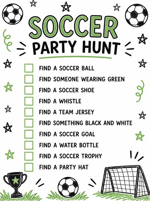 Scavenger hunt in the Crayon Soccer Ball 3rd Birthday Invitation design
