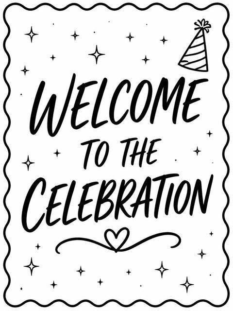 Welcome sign in the Black and White Star 30th Birthday Invitation design