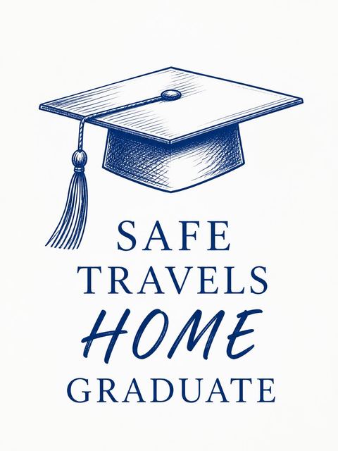 Goodbye card in the Elegant Navy Leafy Graduation design