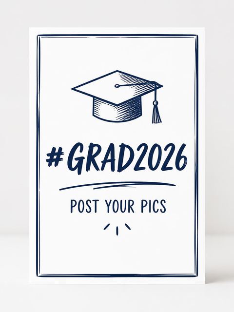 Hashtag card in the Elegant Navy Leafy Graduation design