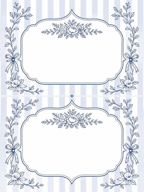 Place card in the Navy Stripe Botanical Ribbon Bridal Shower design