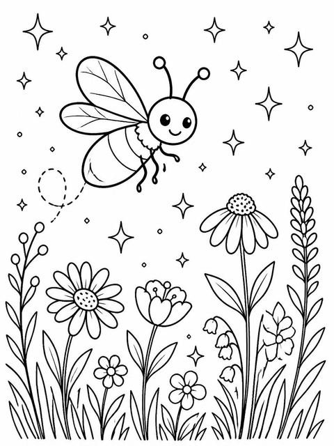 Coloring sheet in the Watercolor Firefly Gold 1st Birthday design