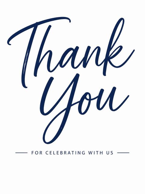Thank-you flat in the Navy Script Minimalist Birthday Invitation design