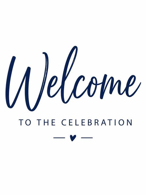 Welcome sign in the Navy Script Minimalist Birthday Invitation design