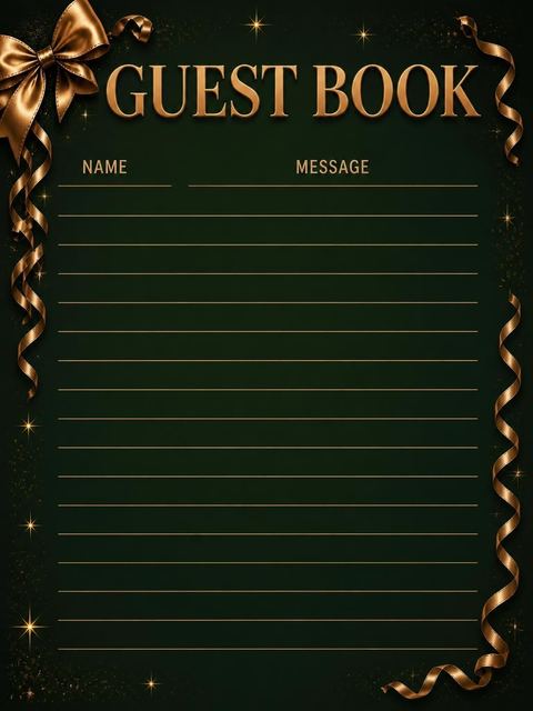 Guest sign-in sheet in the Emerald Green Bronze Ribbon 55th Birthday design