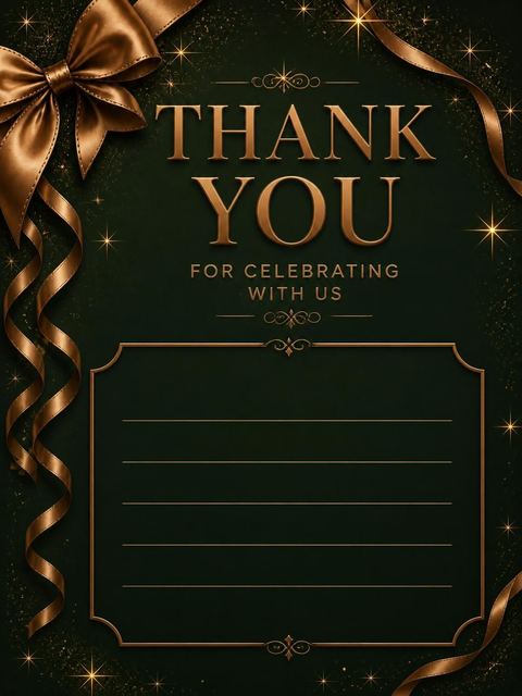 Thank-you flat in the Emerald Green Bronze Ribbon 55th Birthday design