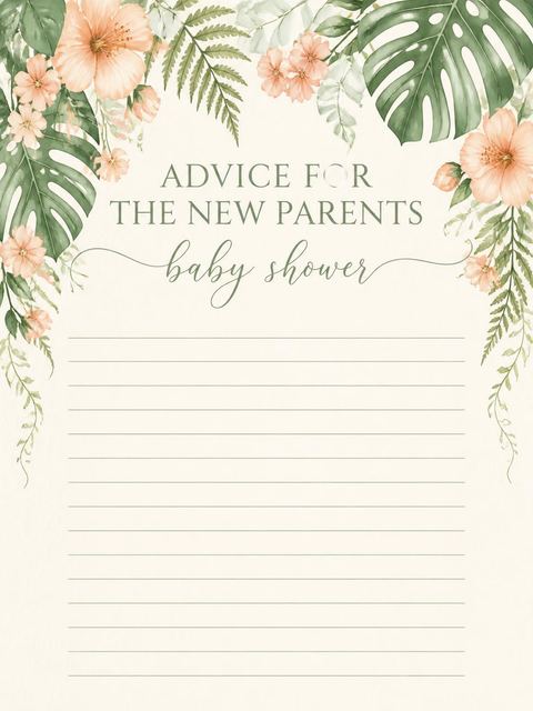 Advice card in the Safari Camper Critters Baby Shower design