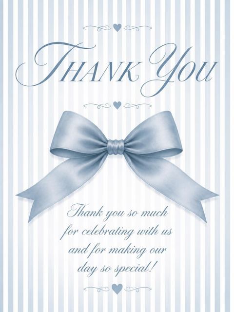 Thank-you flat in the Dusty Blue Satin Bow Bridal Shower design