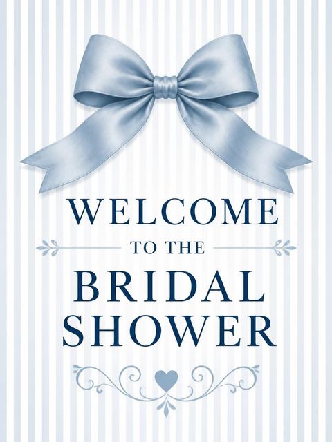 Welcome sign in the Dusty Blue Satin Bow Bridal Shower design