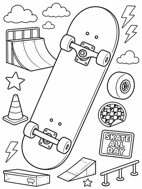 Coloring sheet in the Skate into Four Invitation design