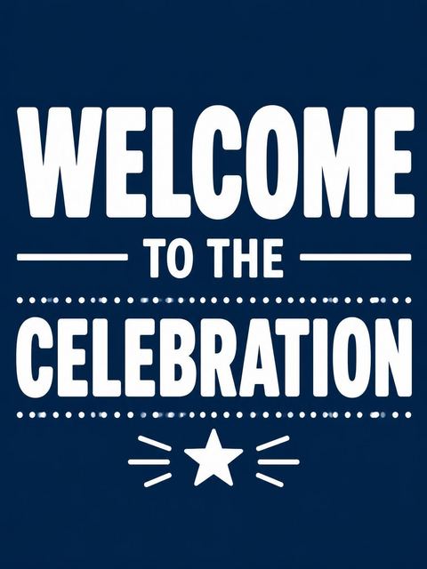 Welcome sign in the Navy Bold Typography 85th Birthday design