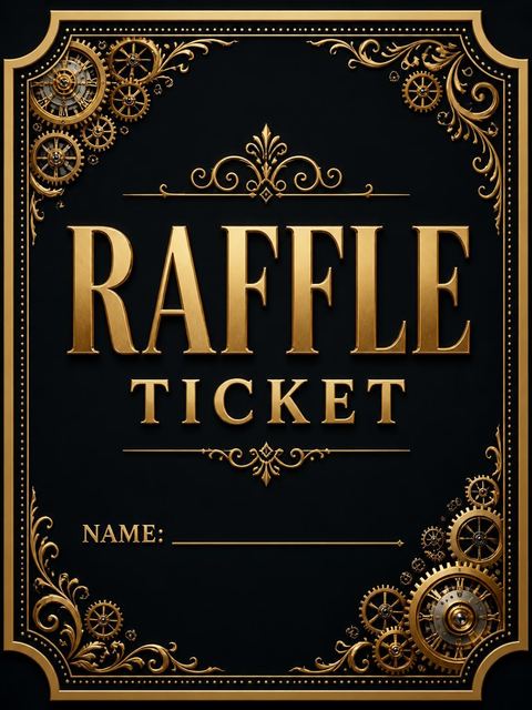 Raffle ticket in the Gold Clockwork Navy 16th Birthday Invitation design