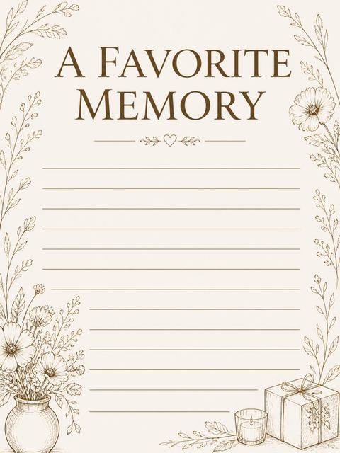 Memory card in the Sepia Botanical Tabletop Birthday Invitation design