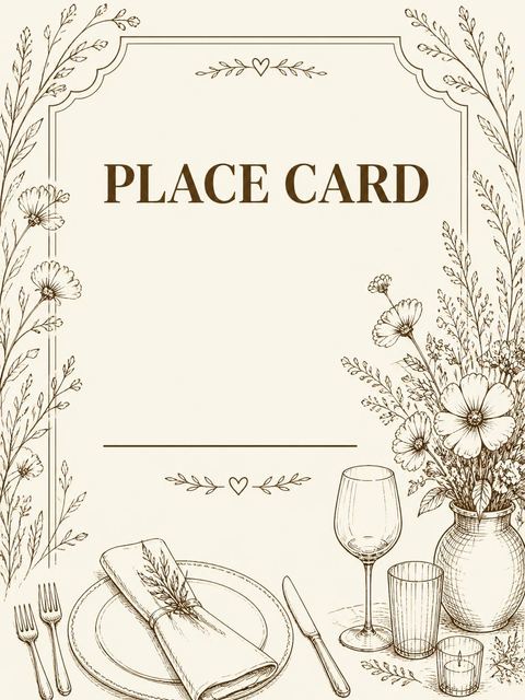 Place card in the Sepia Botanical Tabletop Birthday Invitation design