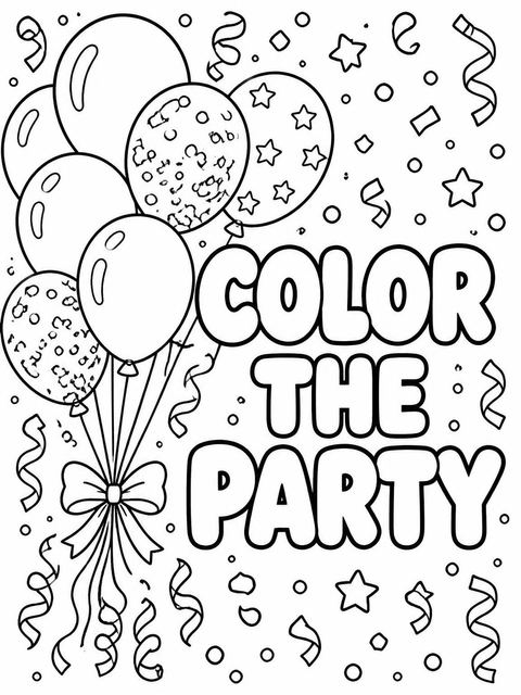 Coloring sheet in the Gold and Black Balloon 1st Birthday design