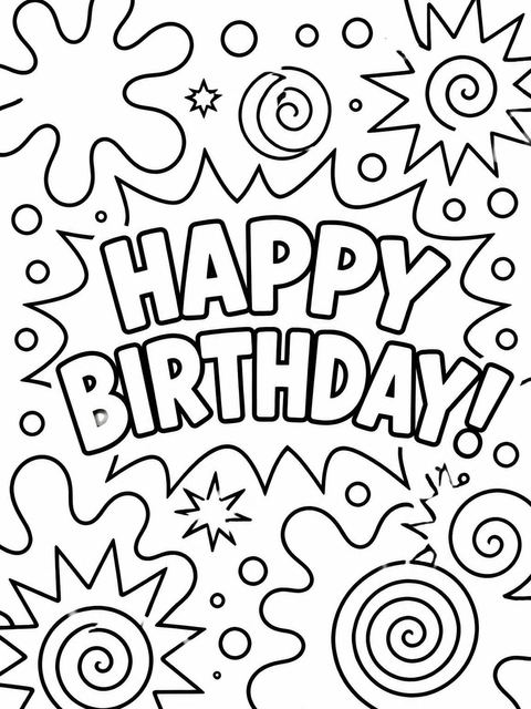 Coloring sheet in the Primary Color Abstract 9th Birthday Invitation design