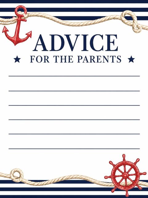 Advice card in the Watercolor Nautical Anchor Baby Shower design