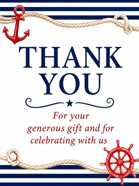 Thank-you flat in the Watercolor Nautical Anchor Baby Shower design