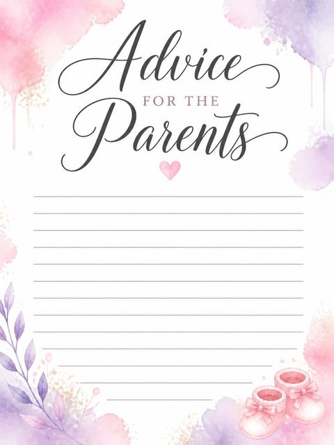 Advice card in the Watercolor Pregnant Silhouette Baby Shower design