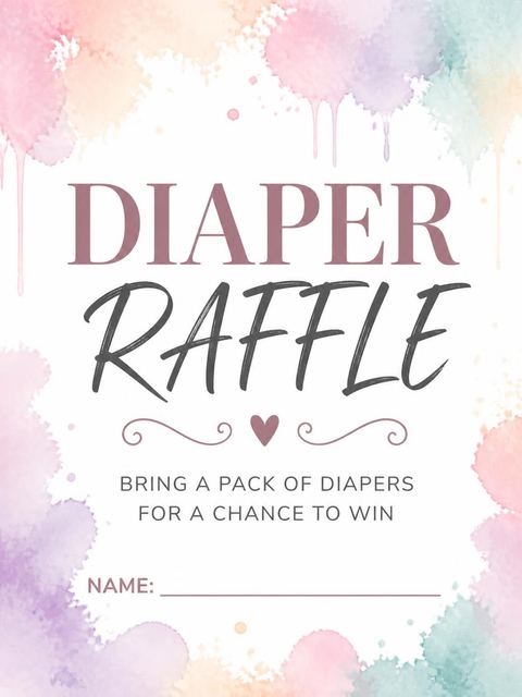 Diaper raffle ticket in the Watercolor Pregnant Silhouette Baby Shower design