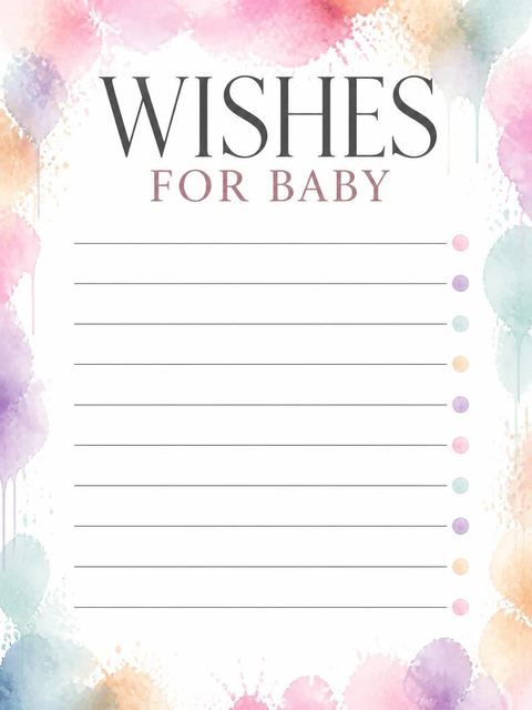 Wishes page in the Watercolor Pregnant Silhouette Baby Shower design