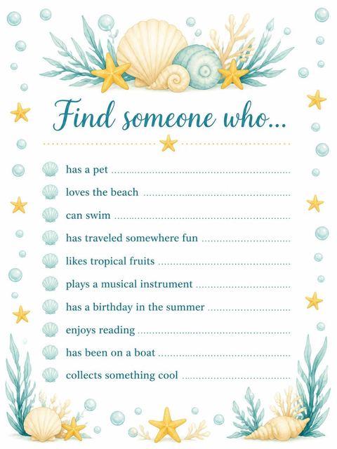Scavenger hunt in the Watercolor Pufferfish Underwater 2nd Birthday design