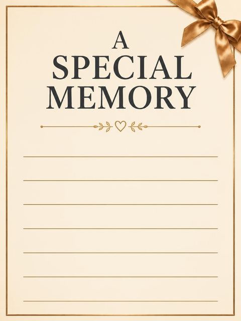 Memory card in the Cream and Gold Bow 90th Birthday Invitation design