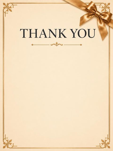 Thank-you flat in the Cream and Gold Bow 90th Birthday Invitation design