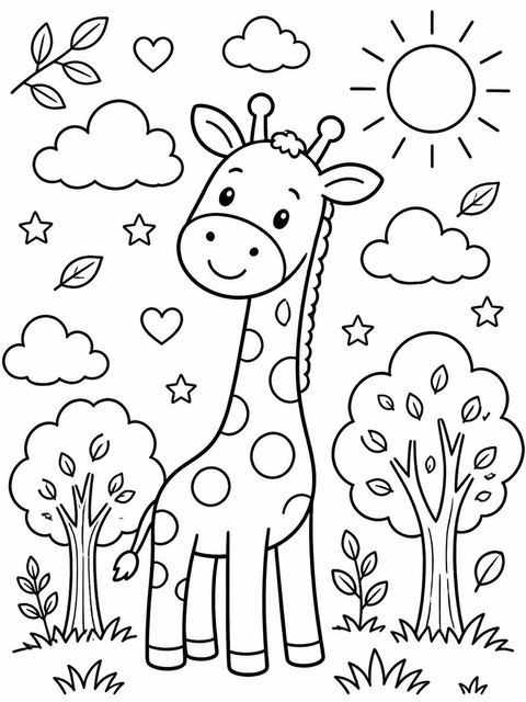 Coloring sheet in the Crayon Giraffe 2nd Birthday Invitation design