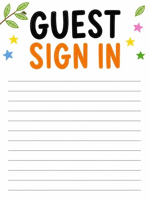 Guest sign-in sheet in the Crayon Giraffe 2nd Birthday Invitation design
