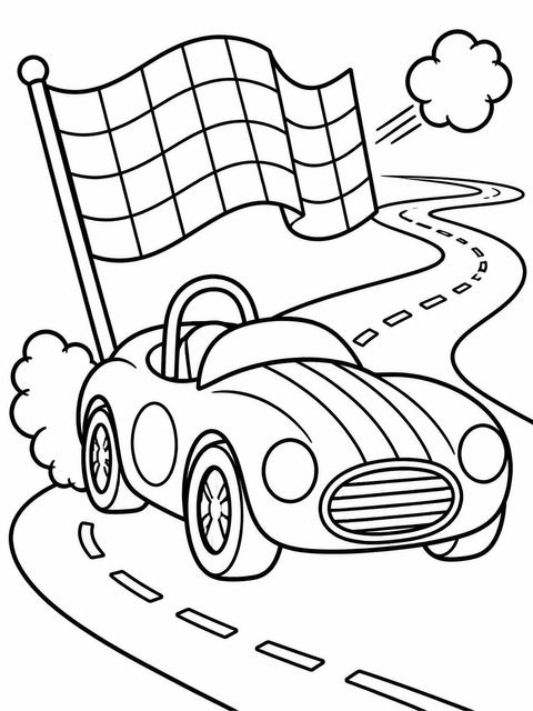 Coloring sheet in the Red Roadster Race Car 2nd Birthday design