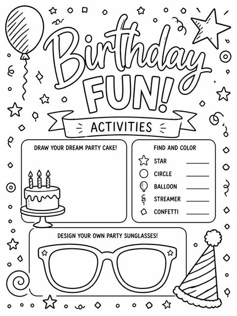 Coloring sheet in the Blue and Yellow Doodle 16th Birthday design