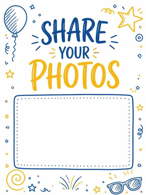Hashtag card in the Blue and Yellow Doodle 16th Birthday design