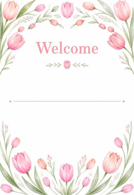 Place card in the Pink Tulip Watercolor Bridal Shower design
