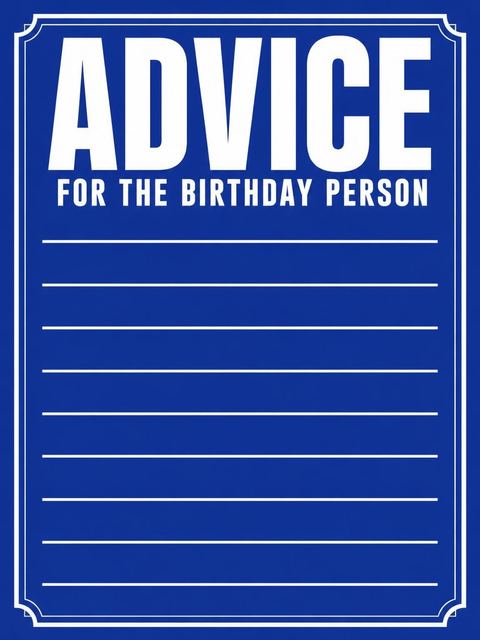 Advice card in the Royal Blue Modern Typography 45th Birthday design