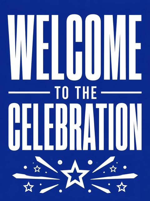Welcome sign in the Royal Blue Modern Typography 45th Birthday design