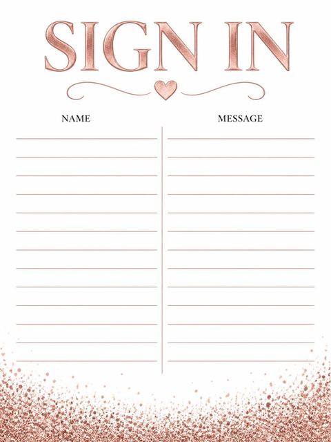 Guest sign-in sheet in the Rose Gold Foil 70th Birthday design
