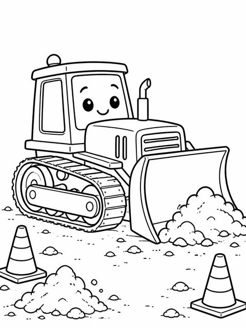 Coloring sheet in the Watercolor Bulldozer 2nd Birthday Invitation design