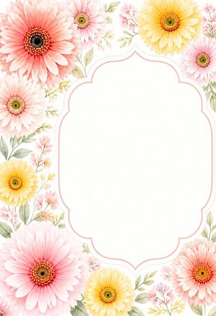 Place card in the Watercolor Gerbera Daisy Bridal Shower design