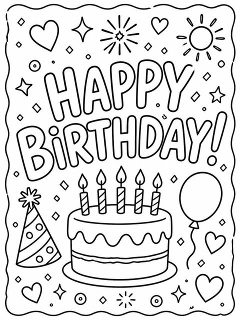 Coloring sheet in the Teal and Orange Doodle 7th Birthday design