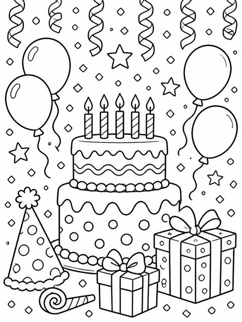 Coloring sheet in the Pastel Confetti Streamer 11th Birthday Invitation design