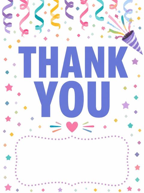 Thank-you flat in the Pastel Confetti Streamer 11th Birthday Invitation design