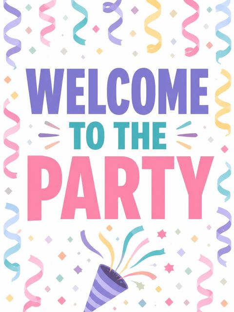 Welcome sign in the Pastel Confetti Streamer 11th Birthday Invitation design