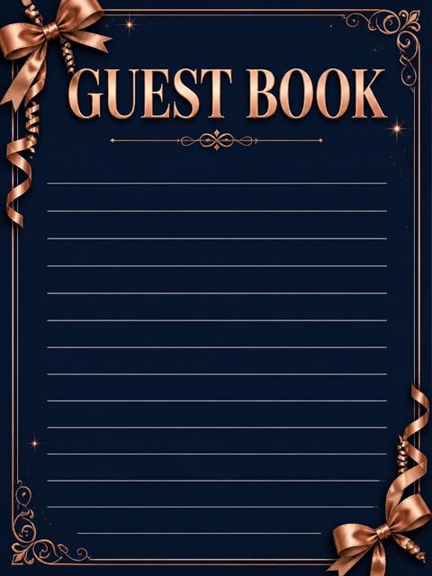 Guest sign-in sheet in the Navy and Rose Gold Ribbon 50th Birthday design