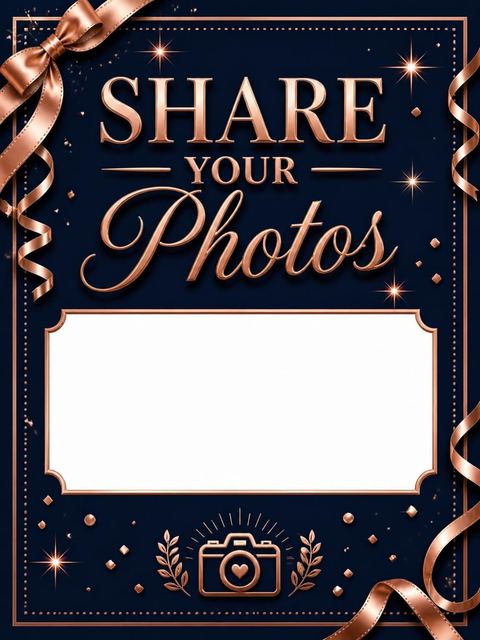 Hashtag card in the Navy and Rose Gold Ribbon 50th Birthday design