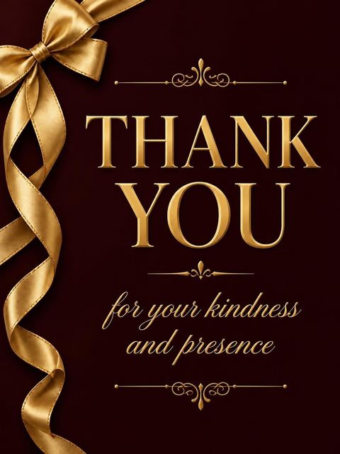 Thank-you flat in the Burgundy Gold Ribbon 50th Birthday design