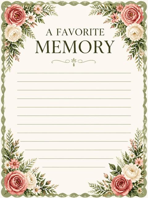 Memory card in the Watercolor Rose Fern 40th Birthday Invitation design