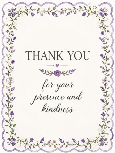 Thank-you flat in the Watercolor Wisteria Border Birthday Invitation design