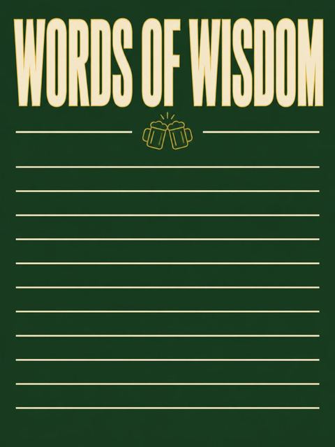 Advice card in the Deep Green Tavern Pub 55th Birthday design