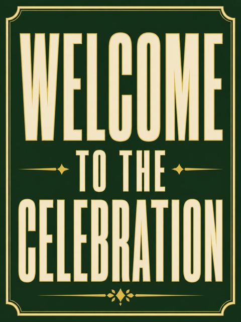 Welcome sign in the Deep Green Tavern Pub 55th Birthday design